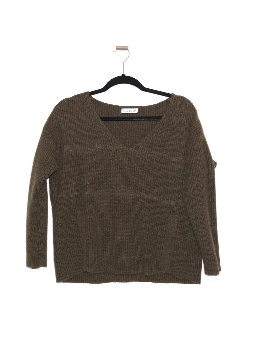 Altuzarra 100% Cashmere Green V-Neck Knit Sweater Size Large